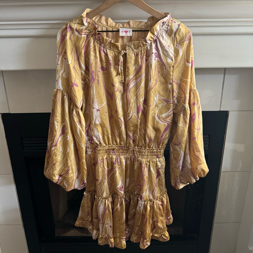 Buddy Love Gold Purple Zozo Venus Long Sleeve Dress Size Small